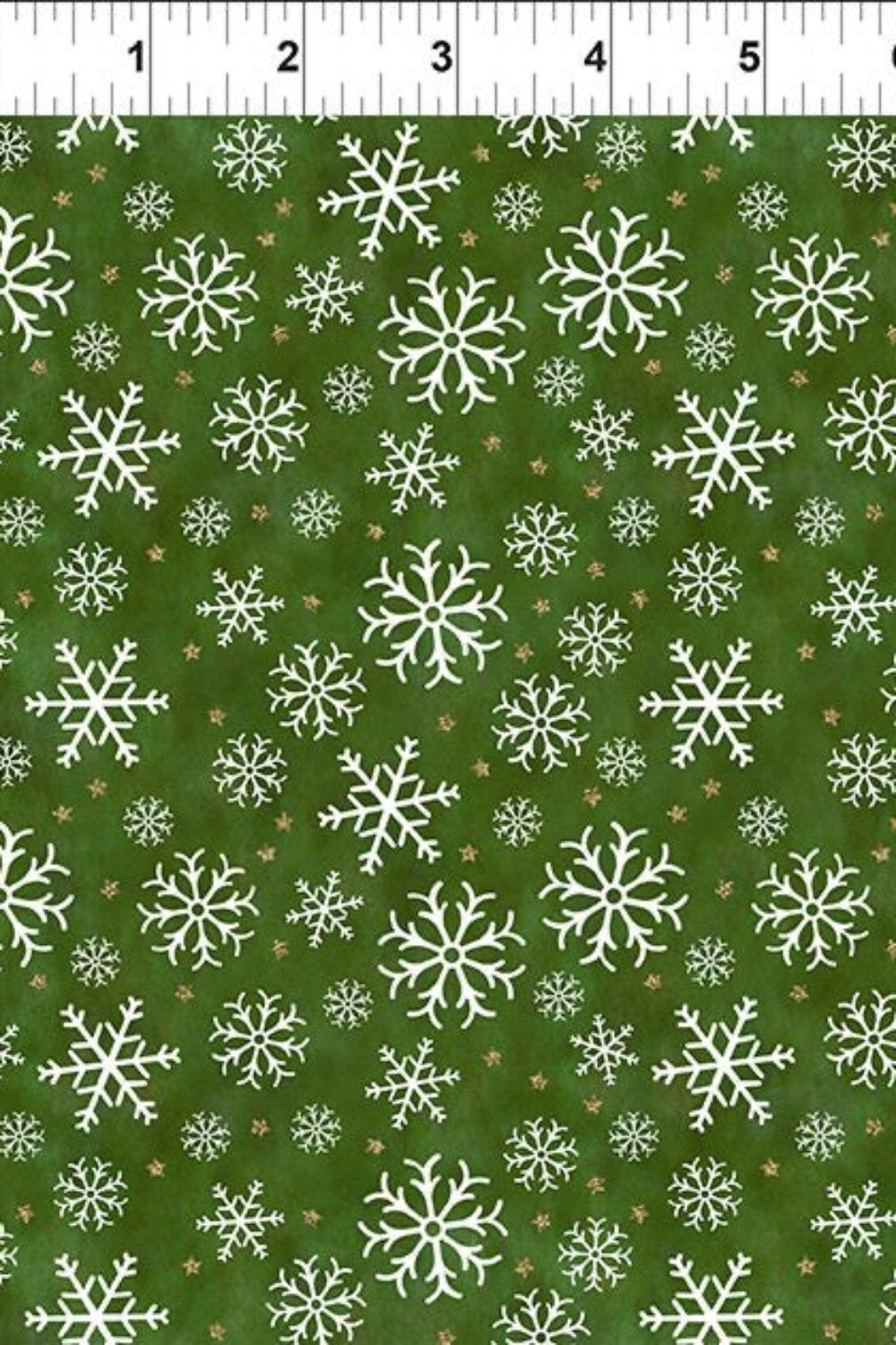 Winter Solstice II Green Snowflakes Metallic – fabric – colorful textile design