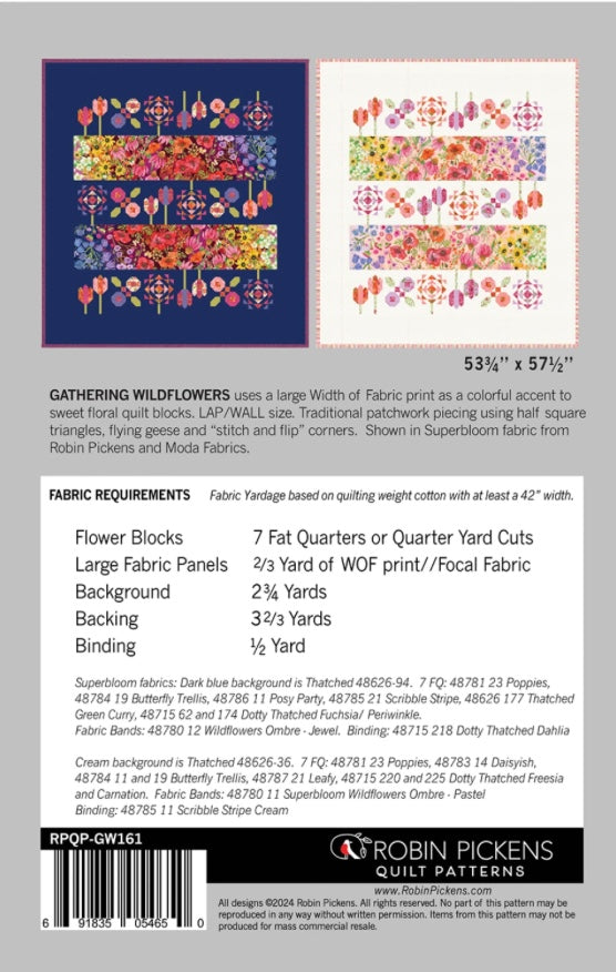 Superbloom, Quilt Kit (Thatched Navy - dark background)