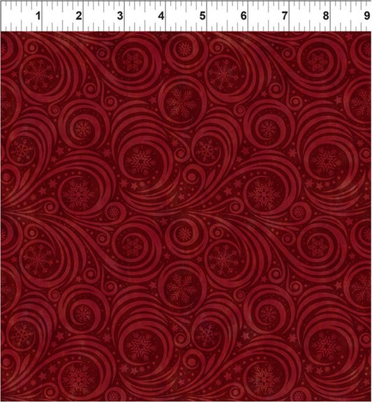 Winter Solstice II Red Snow Swirl – fabric – colorful textile design