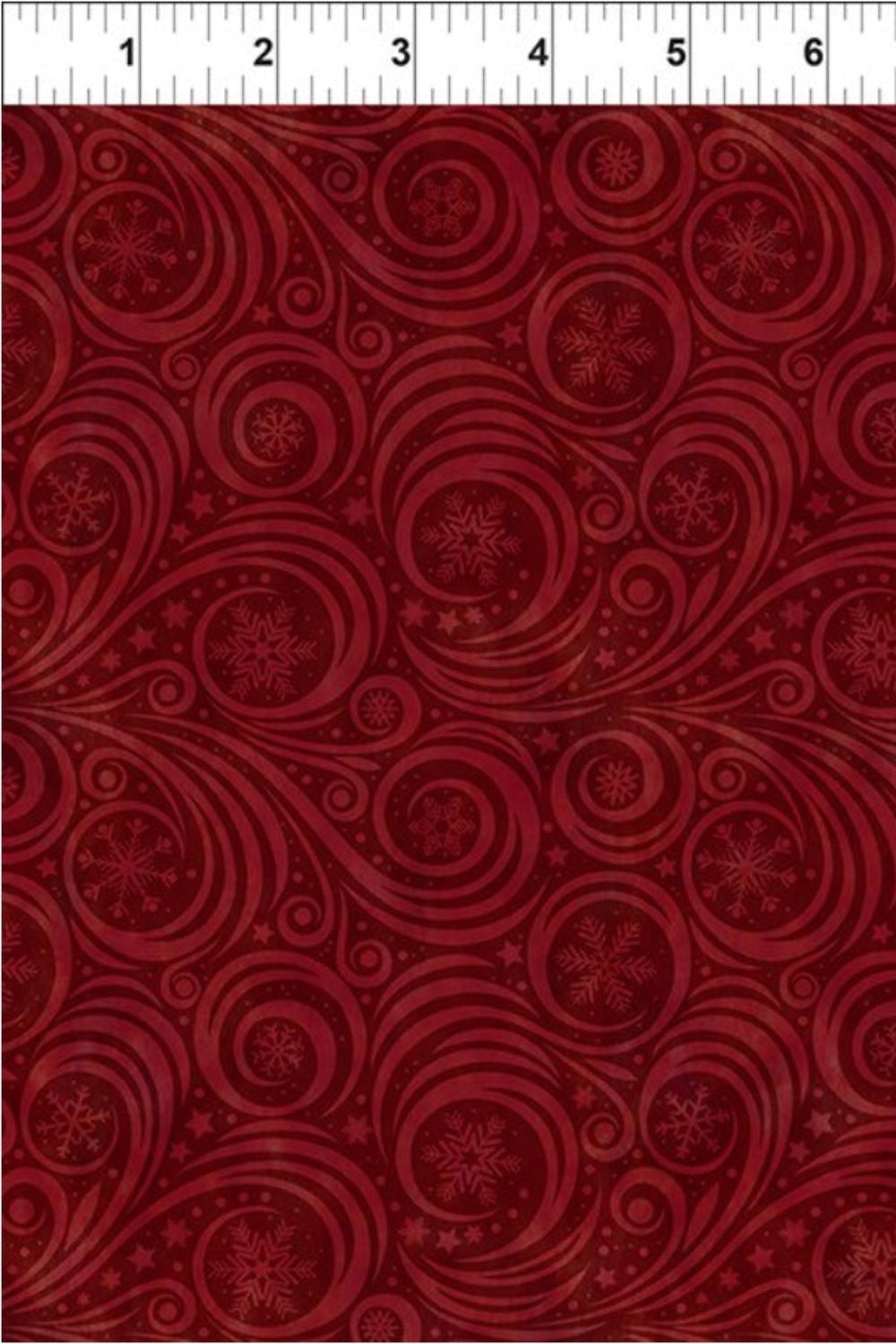 Winter Solstice II Red Snow Swirl – fabric – colorful textile design