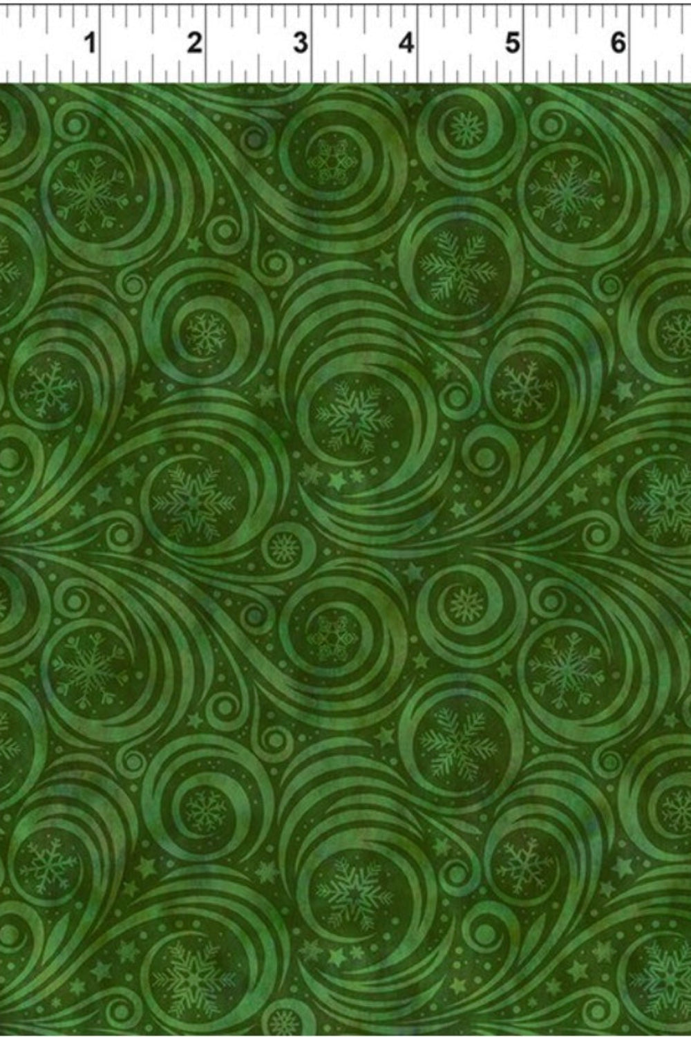 Winter Solstice II Green Snow Swirl – fabric – colorful textile design