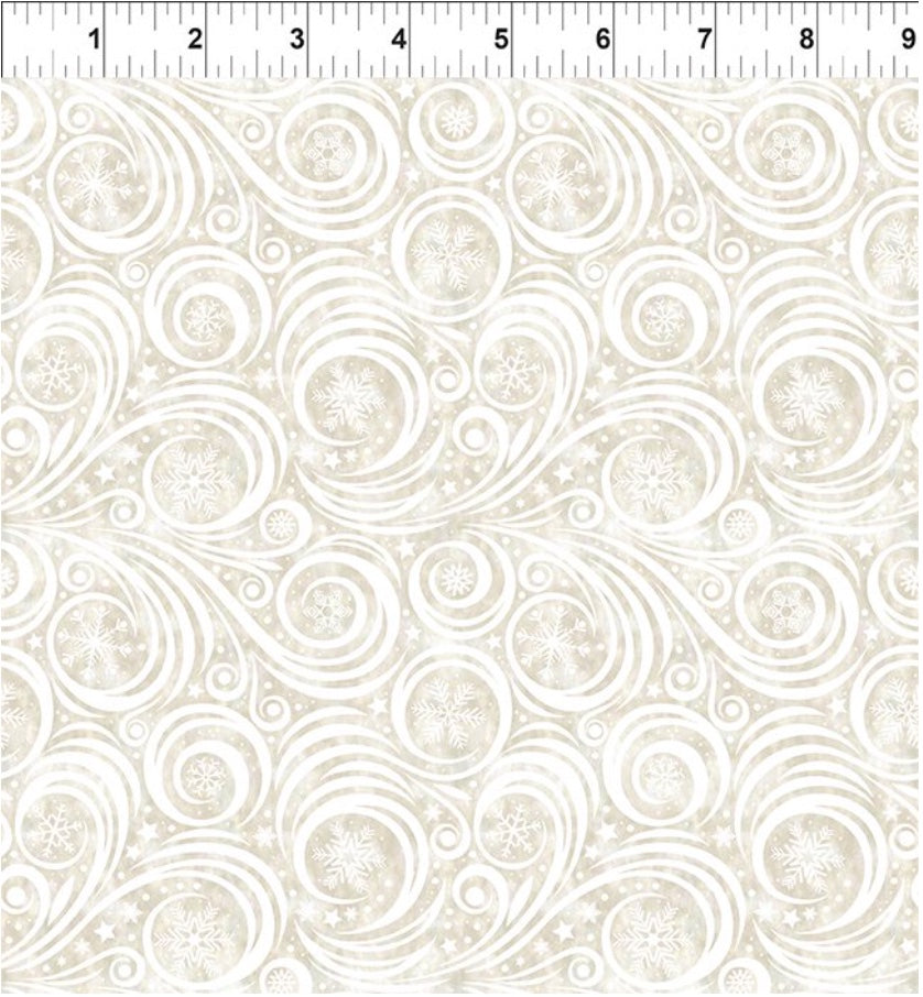 Winter Solstice II Cream Snow Swirl – fabric – colorful textile design