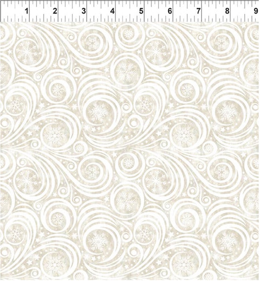 Winter Solstice II Cream Snow Swirl – fabric – colorful textile design