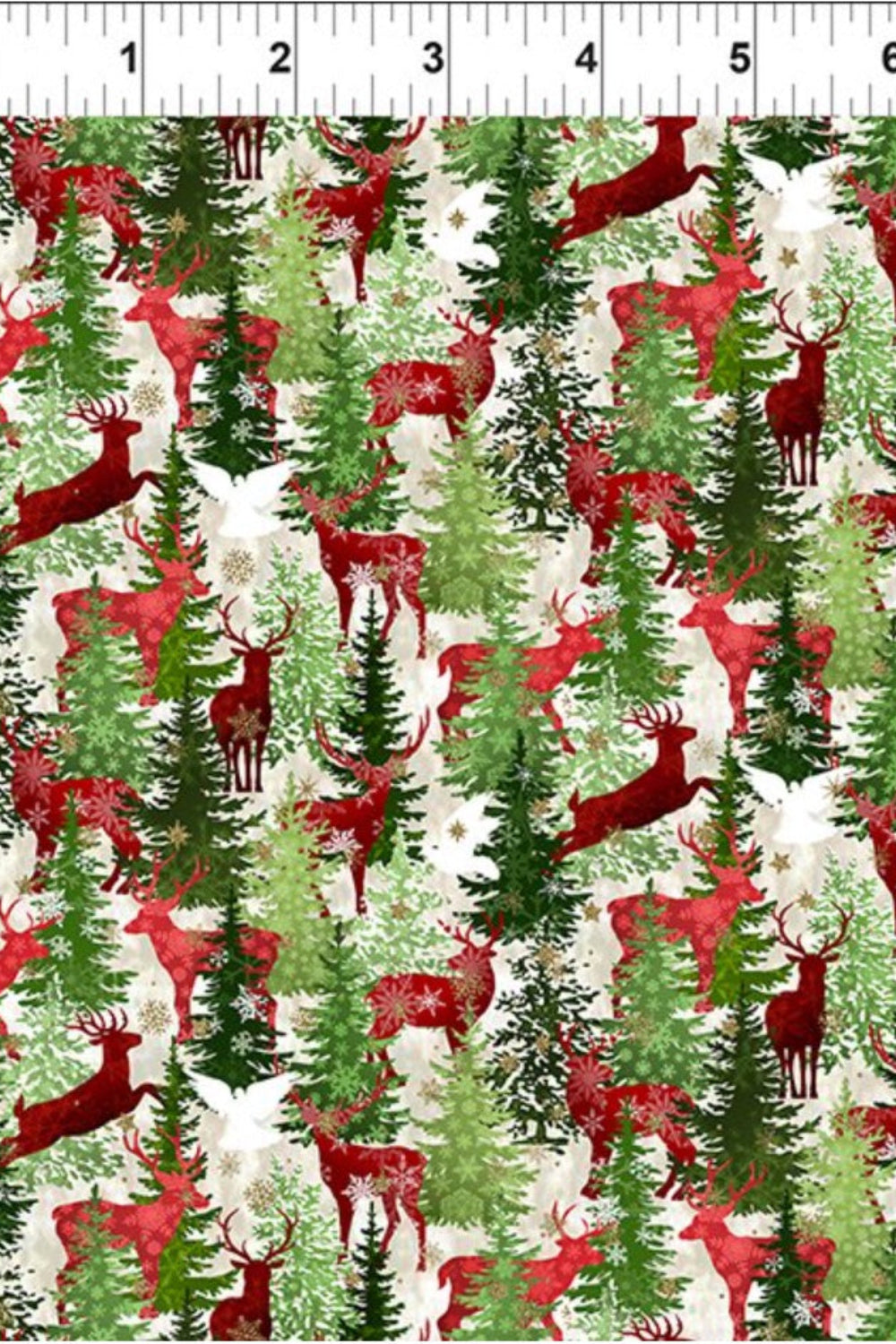 Winter Solstice II Multi Deer Metallic – fabric – colorful textile design