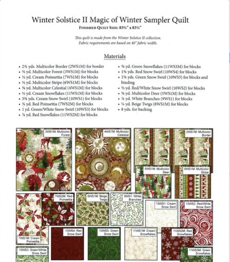 Winter Solstice II Magic of Winter Sampler Quilt Pattern – quilt pattern – colorful textile design