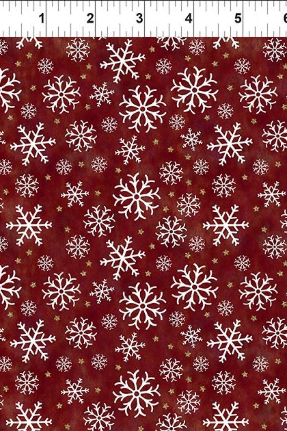 Winter Solstice II Red Snowflakes Metallic – fabric – colorful textile design