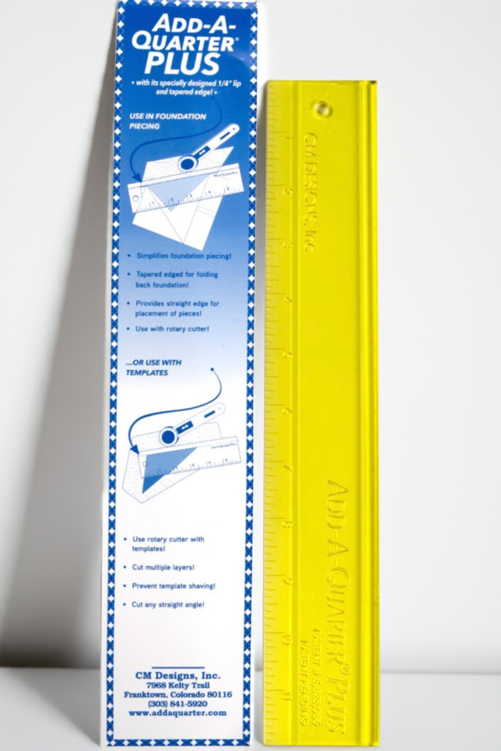 Add-A-Quarter 12in Plus Quilt Ruler by CM Designs