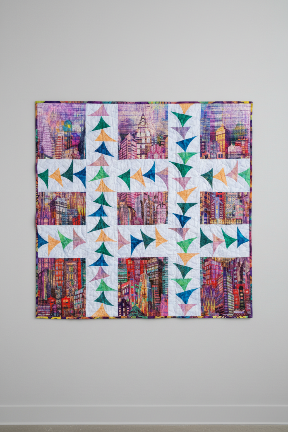 Flying Through the City – 42" x 42" Handmade Quilt · Wall Hanging, Table Topper & Lap Quilt