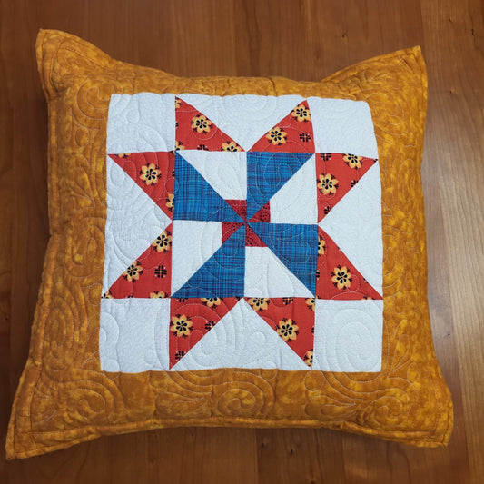Prairie Star 17" x 17" -Handmade Decorative Quilted Pillow