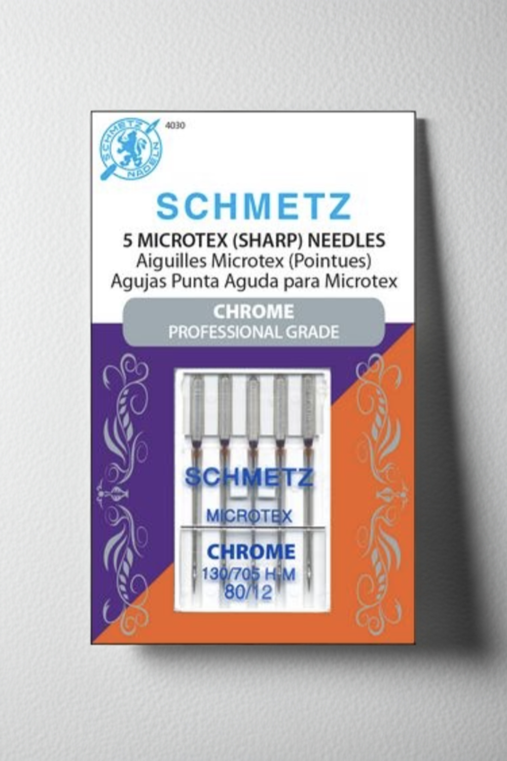 Chrome Microtex Schmetz Needle 5 ct, Size 80/12