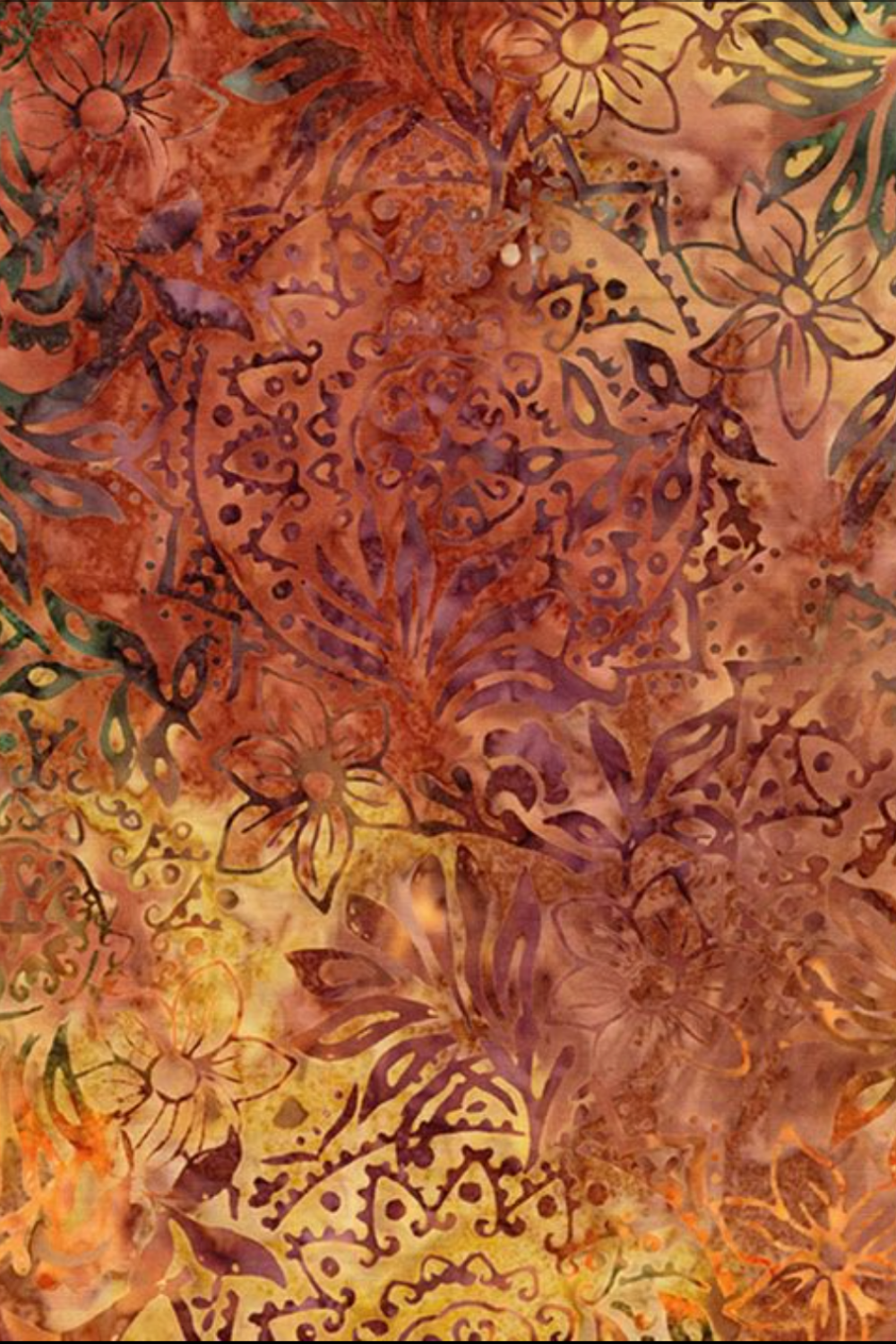 Tonga - Sienna Floral Medallions – fabric – colorful textile design