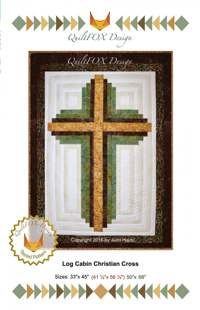 Log Cabin Christian Cross – quilt pattern – colorful textile design