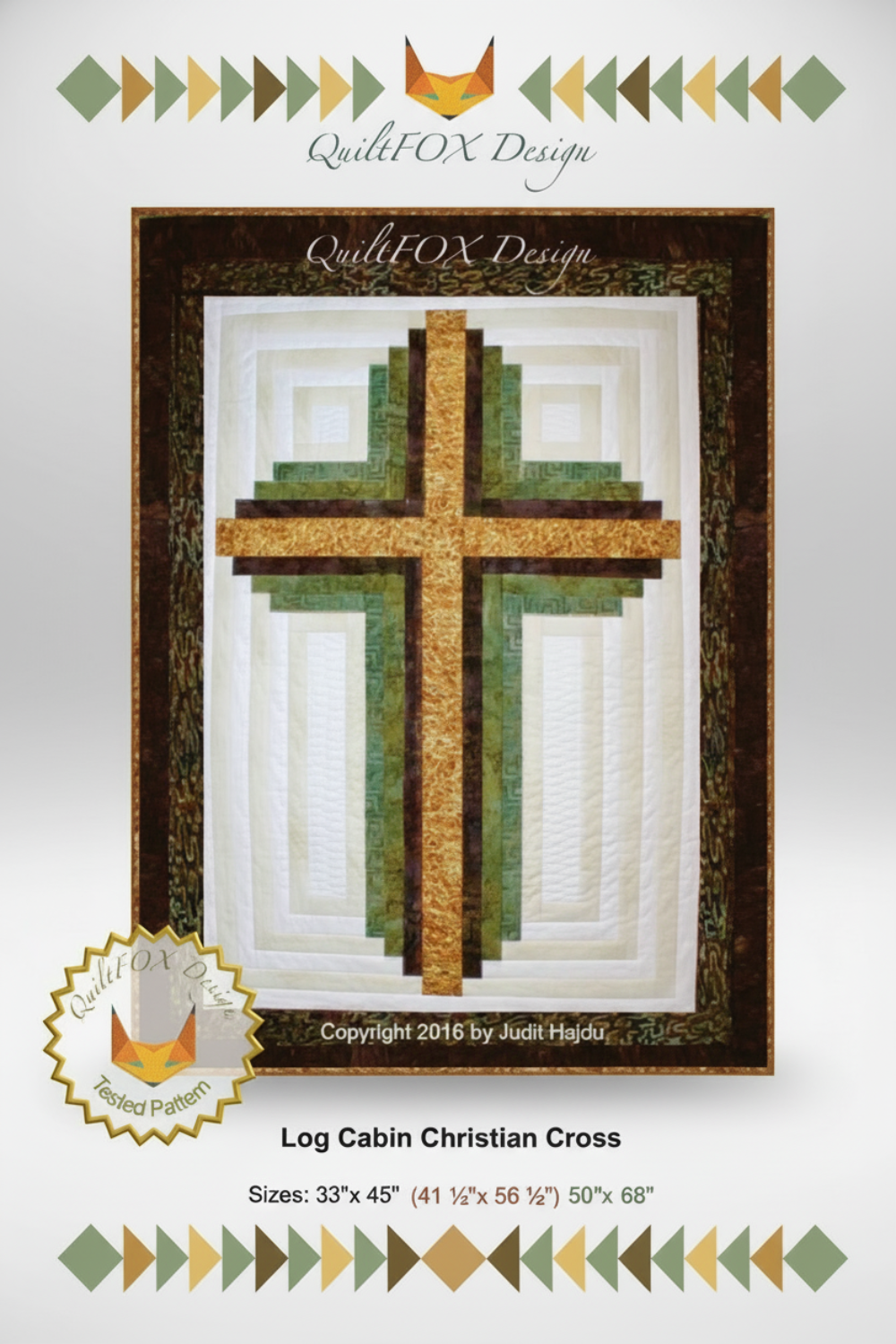 Log Cabin Christian Cross – quilt pattern – colorful textile design