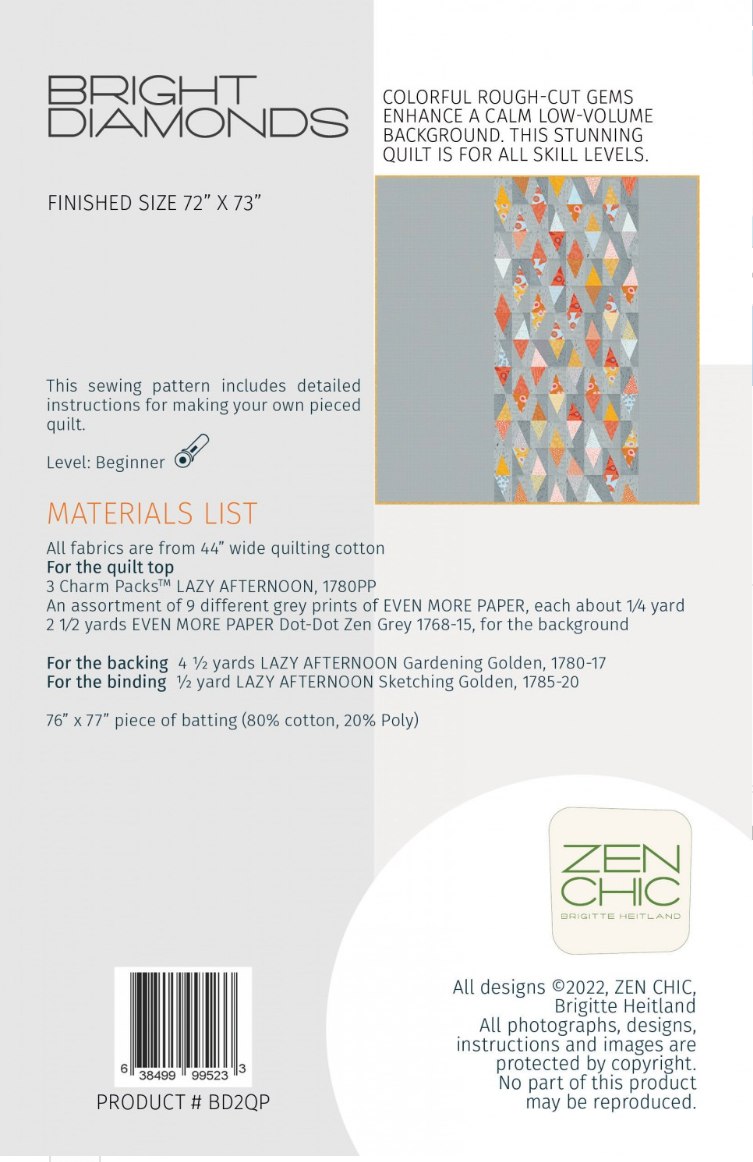 Bright Diamonds – quilt pattern – modern patchwork