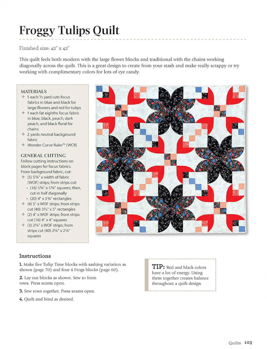 Wonderful Curves Sampler Quilt Block Book – book – colorful textile design