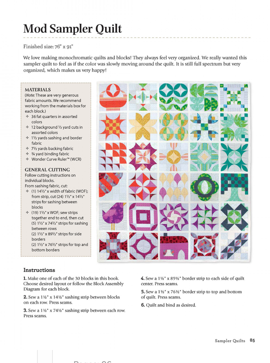 Wonderful Curves Sampler Quilt Block Book – book – colorful textile design