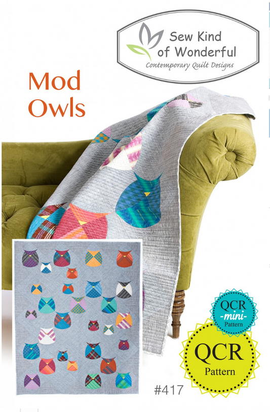 Mod Owls – pattern – colorful textile design