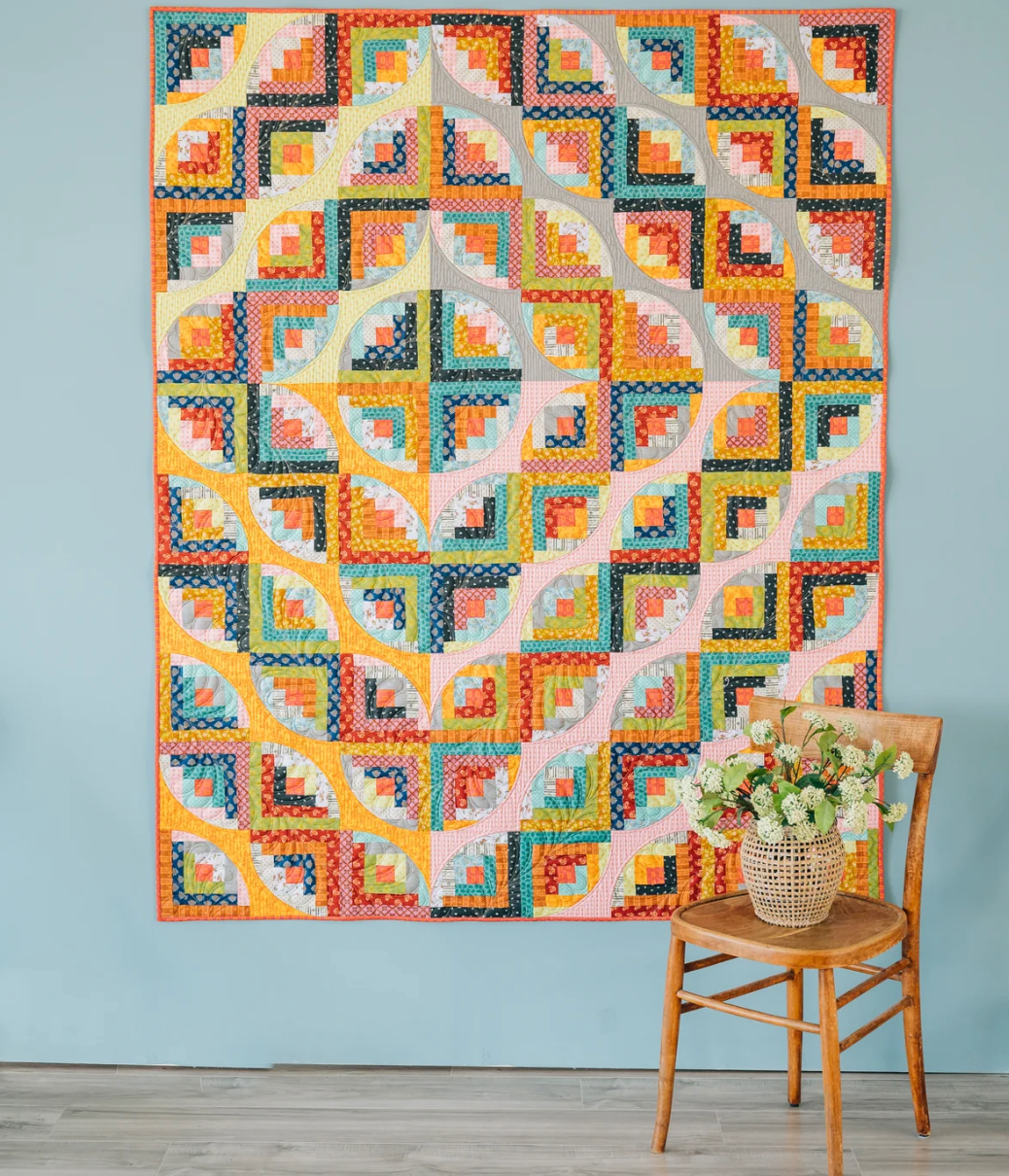 Curvy Log Cabin – quilt pattern – colorful textile design