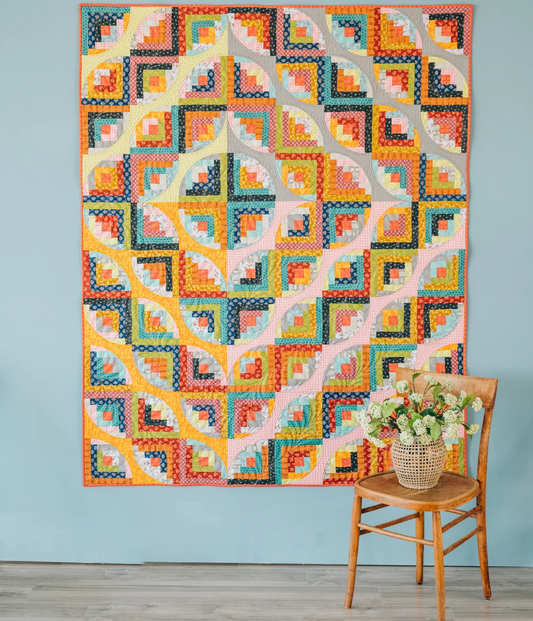 Curvy Log Cabin – quilt pattern – colorful textile design