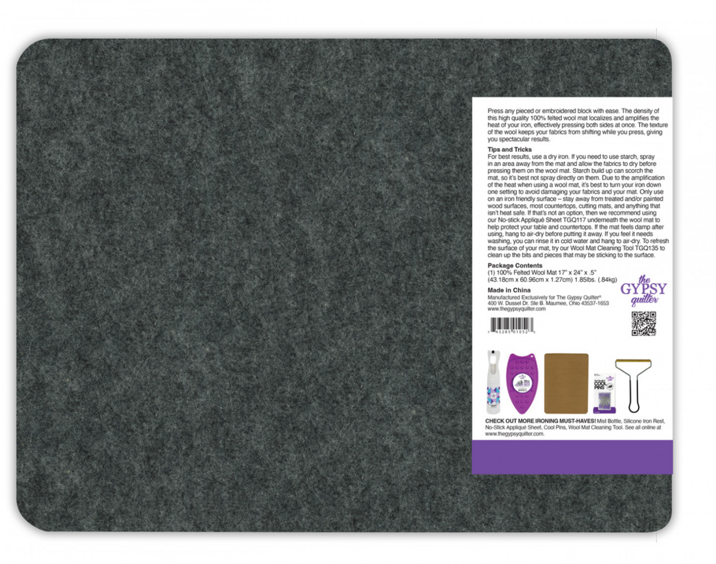 Wool Pressing Mat 17in x 24in x 1/2in Thick