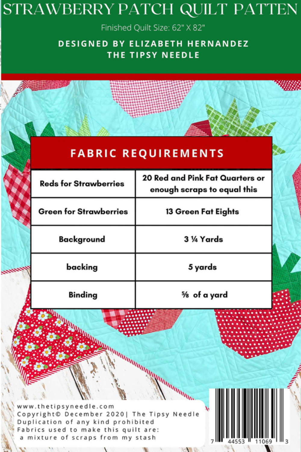 Strawberry Patch – quit pattern – colorful textile design