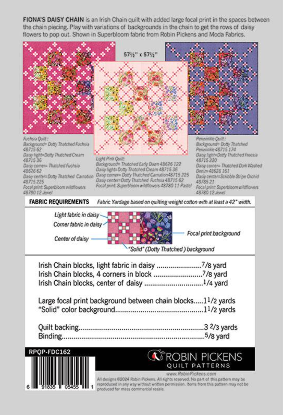 Fiona's Daisy Chain – quilt pattern – colorful textile design