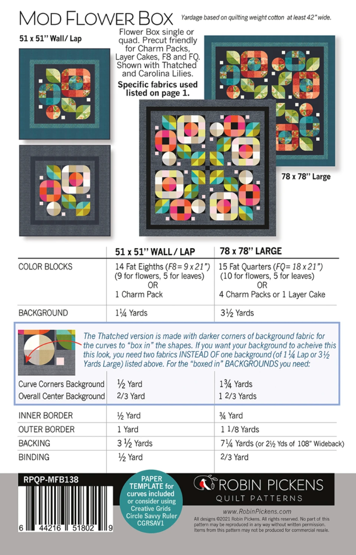 Mod Flower Box – quilt pattern – floral pattern