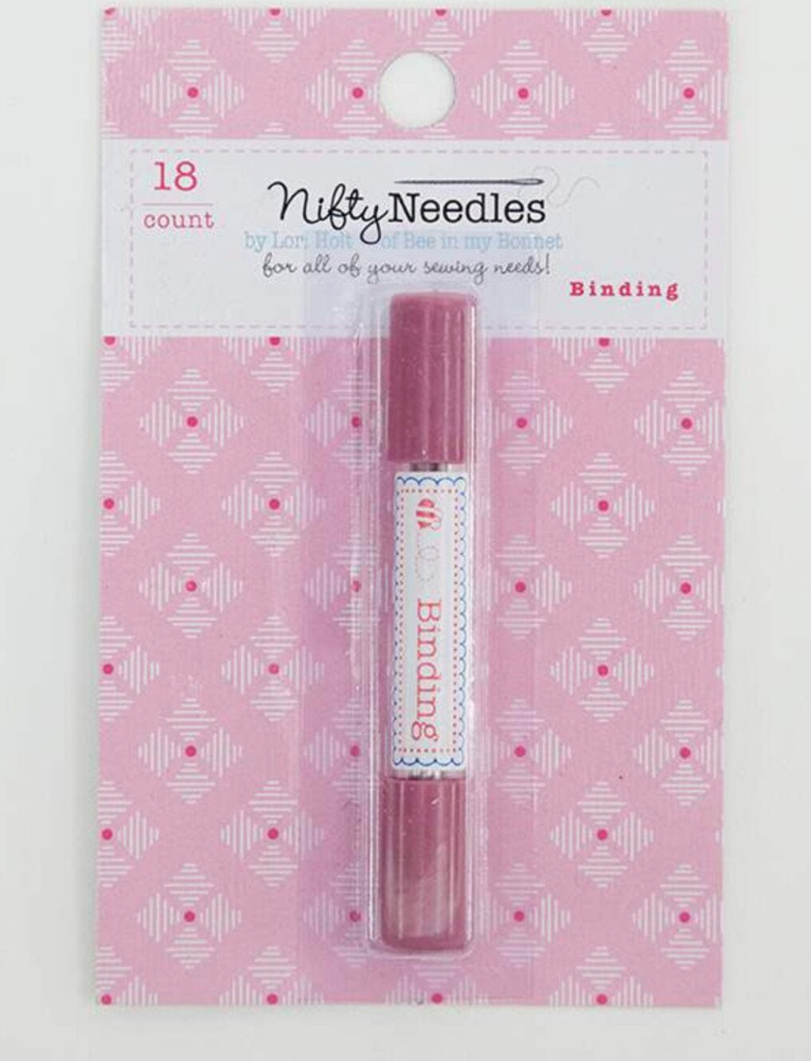 Lori Holt Binding Nifty Needles Tube – 18 Color-Coded Needles