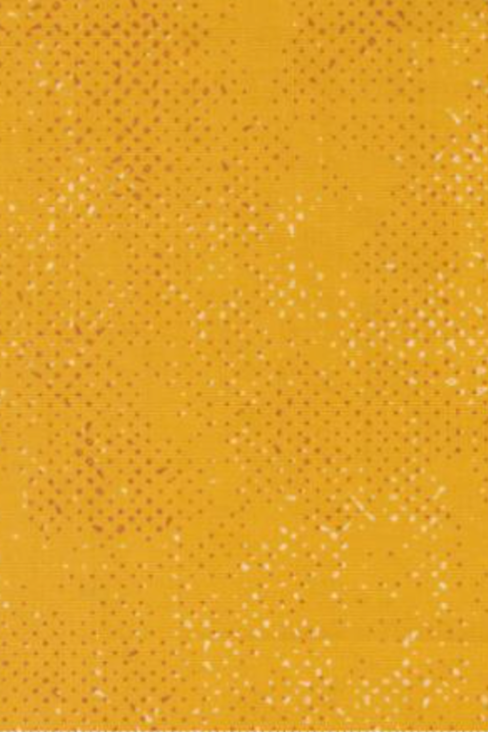 Spotted Sunny golden amber-yellow quilting cotton fabric swatch with Moda ruler – tonal scattered dot blender by Zen Chic for Moda Fabrics, 44–45" wide, 100% cotton