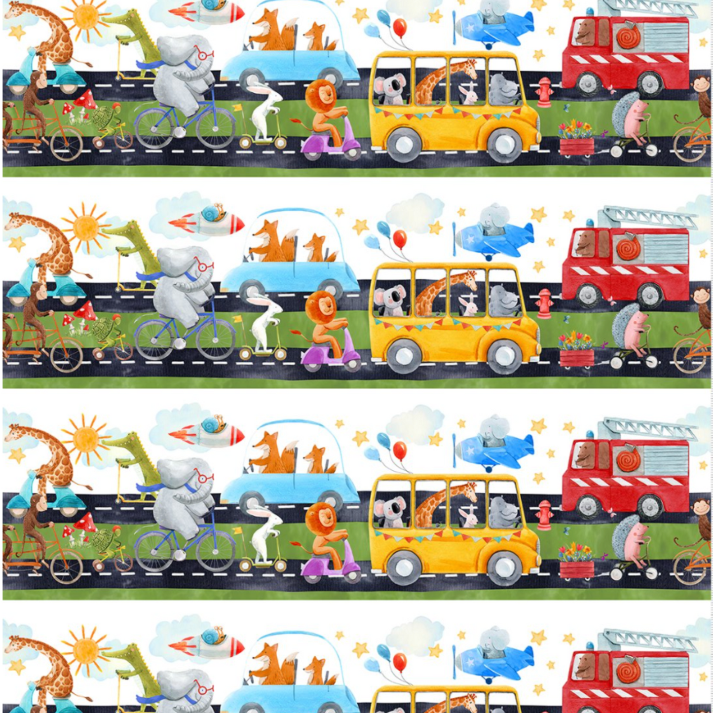 On the Go Multi Border Stripe quilting cotton fabric by Jason Yenter – premium 100% cotton showing vibrant border stripe