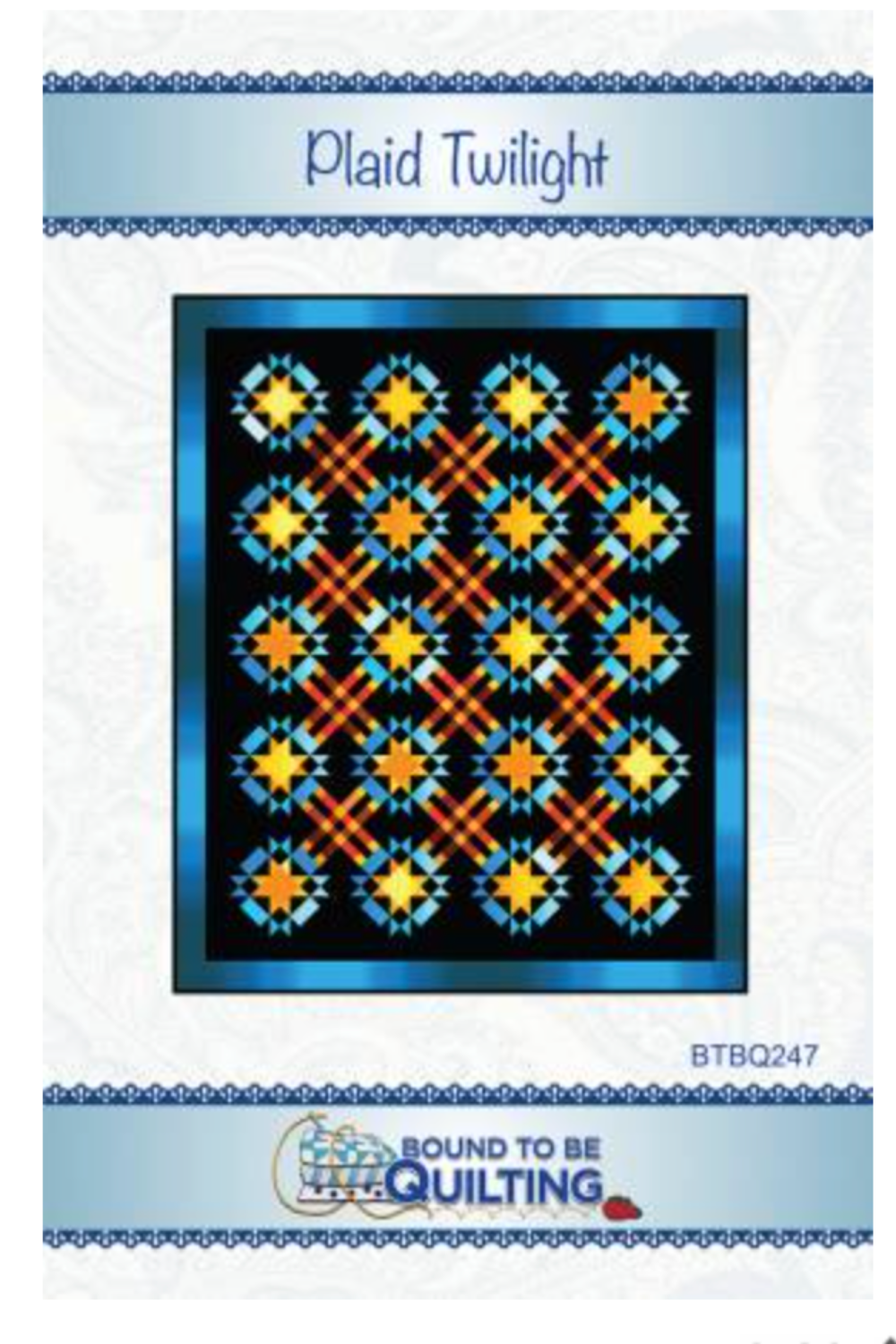 Quilt pattern cover titled 'Plaid Twilight' by Bound to be Quilting with star and plaid design.