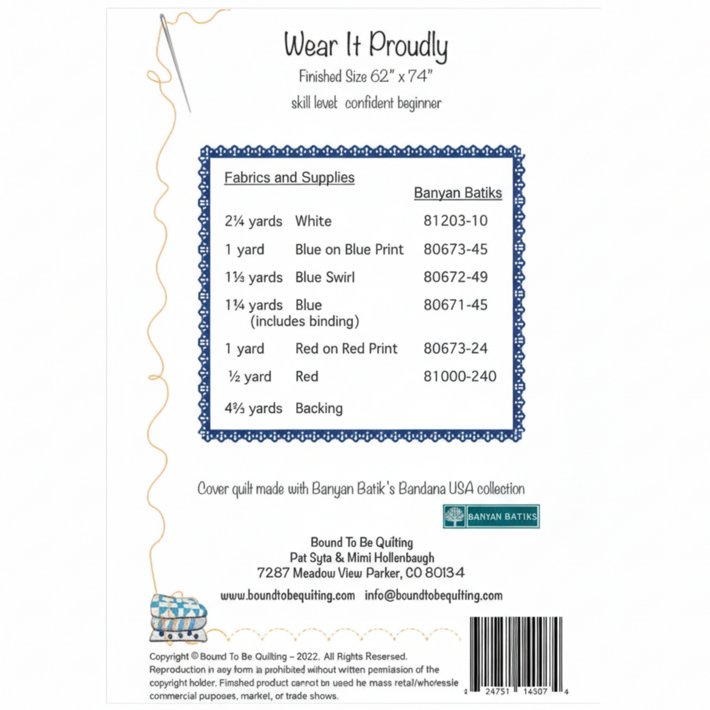 Wear It Proudly Quilt Pattern