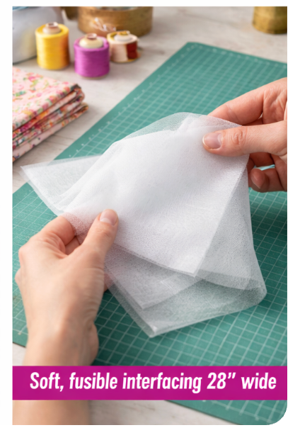 Close-up of lightweight woven cotton Face-It Soft fusible interfacing by Sew Lazy