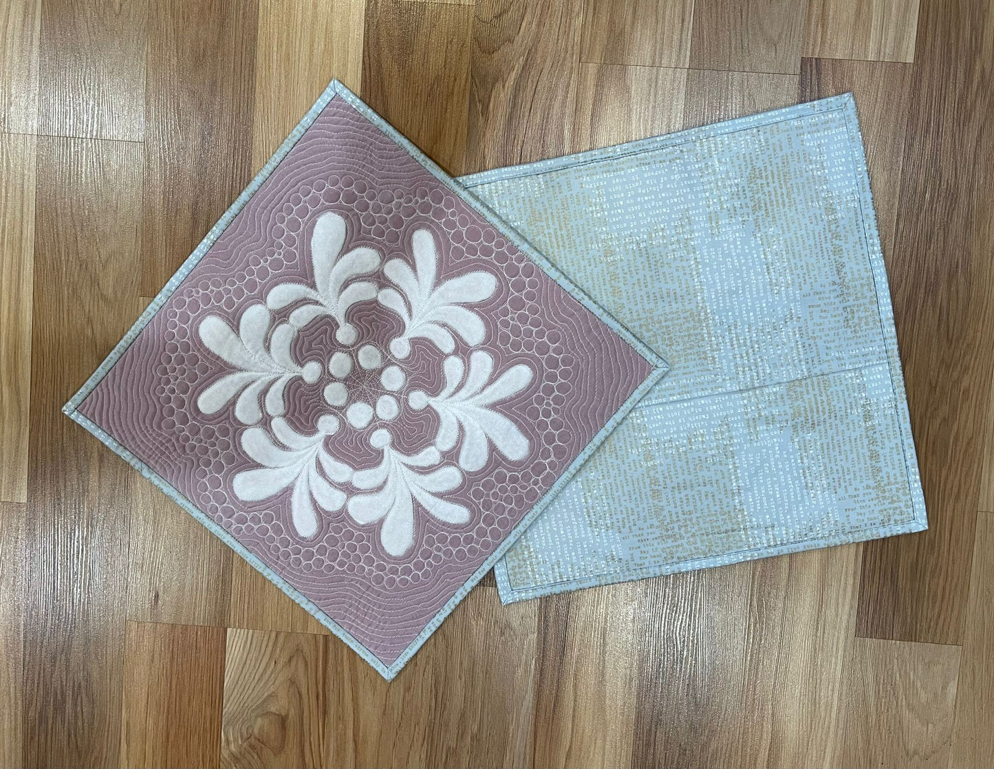 Burgundy with Round White Ornament and Minty Green backside - pillow