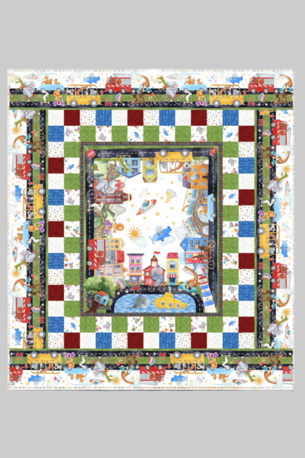 On the Go 71.5" x 79.5" Handmade Throw/Twin/Full Quilt