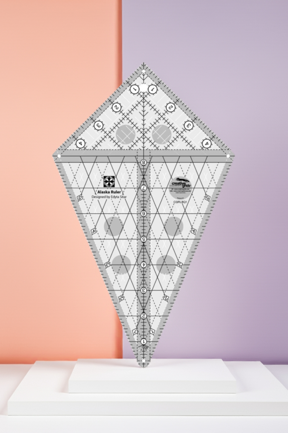 Creative Grids Alaska Quilt Ruler by Edyta Sitar made from clear non-slip acrylic with precise black and white markings