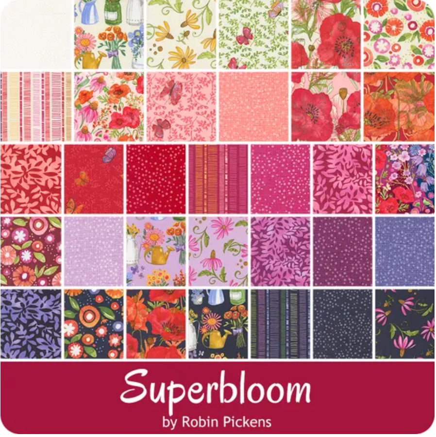 Superbloom Indigo Posy Party Florals by Robin Pickens – fabric – colorful textile design