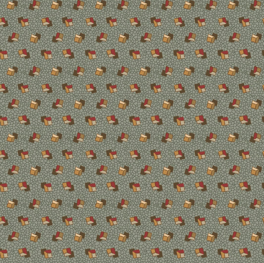 The Fox Homestead by Stacy West, Slate Blue Green Tossed Cubes – fabric – colorful textile design