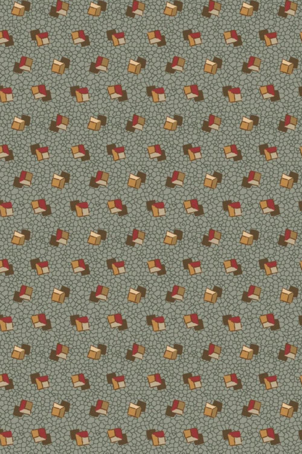 The Fox Homestead by Stacy West, Slate Blue Green Tossed Cubes – fabric – colorful textile design