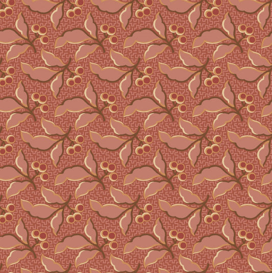 The Fox Homestead by Stacy West, Pink Leaves And Berries – fabric – colorful textile design