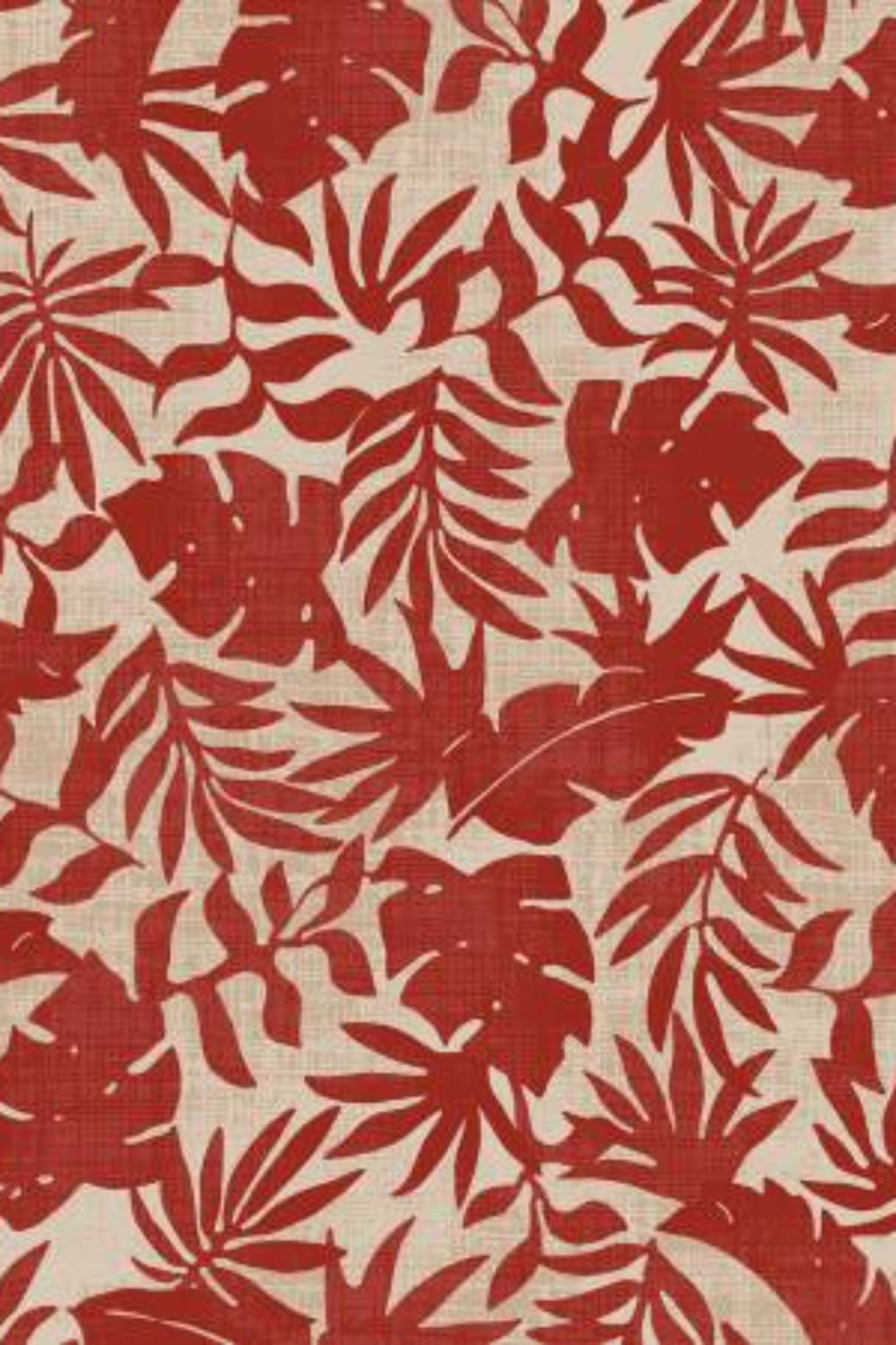 Breezeway by Maywood Studio Collection - Red/Cream Textured Palms – fabric – colorful textile design