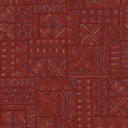 Breezeway by Maywood Studio Collection - Dark Red/Multi Geometric Mix – fabric – colorful textile design