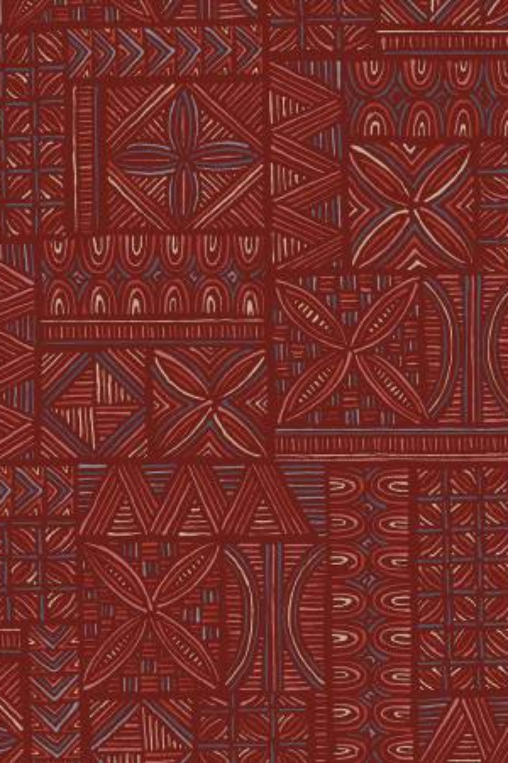 Breezeway by Maywood Studio Collection - Dark Red/Multi Geometric Mix – fabric – colorful textile design