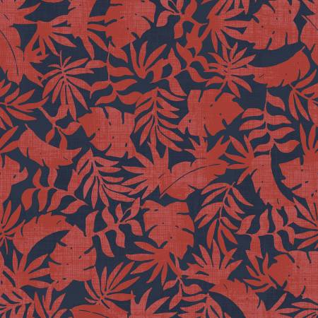 Breezeway by Maywood Studio Collection - Red/Blue Textured Palms – fabric – colorful textile design