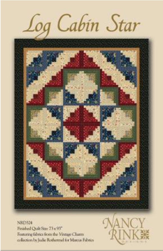Log Cabin Star – quilt pattern – colorful textile design