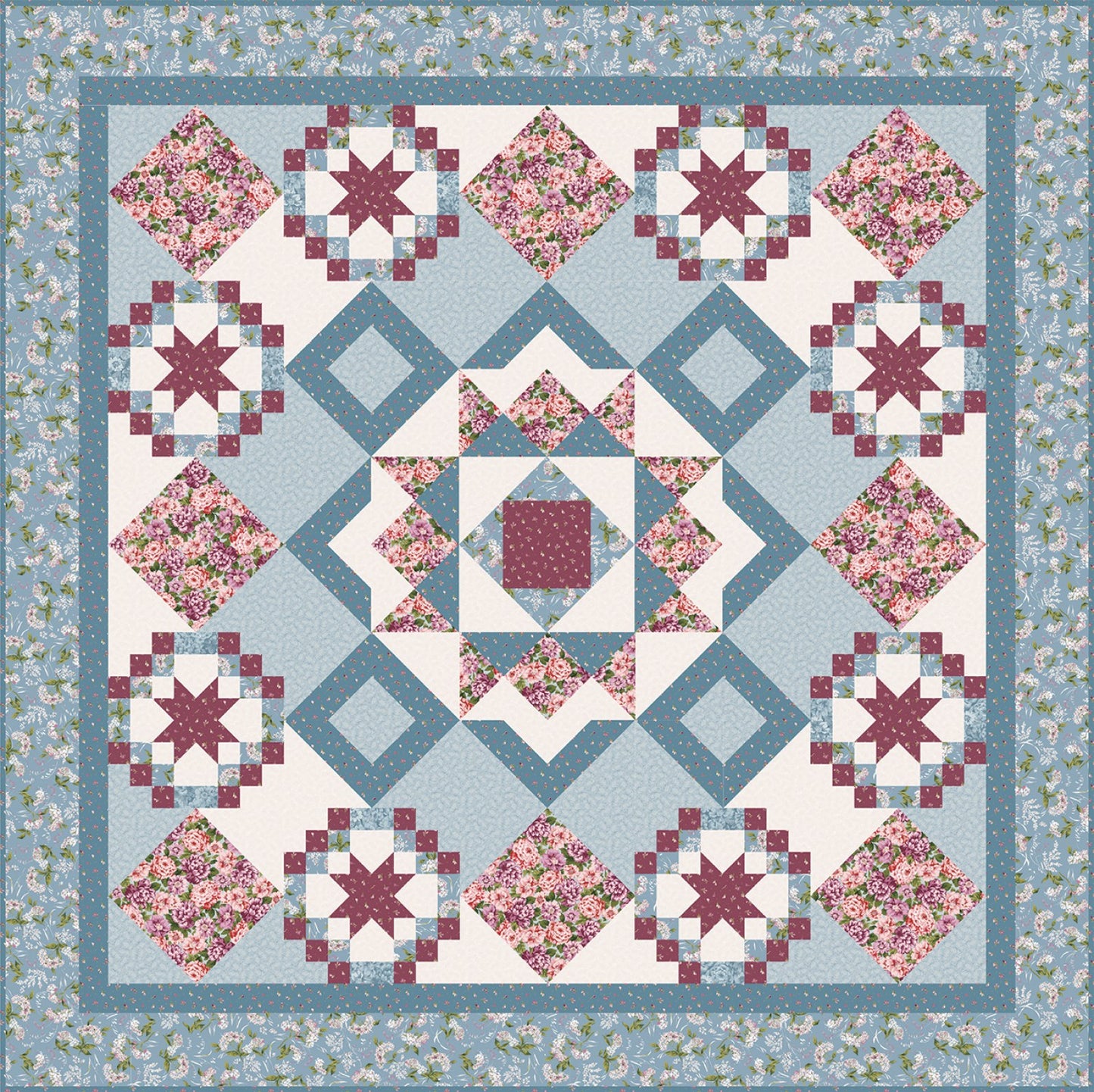 Blooming Bunch Quilt Kit, 74in x 74in – quilt kit – colorful textile design