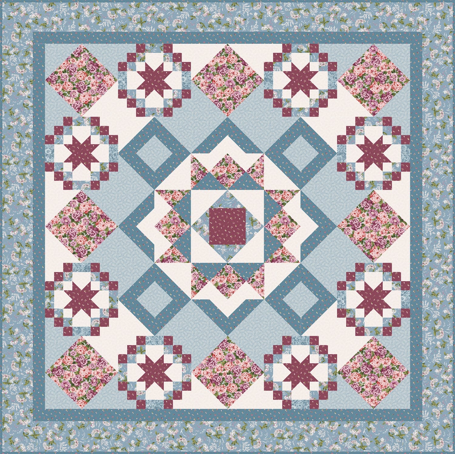 Blooming Bunch Quilt Kit, 74in x 74in – quilt kit – colorful textile design