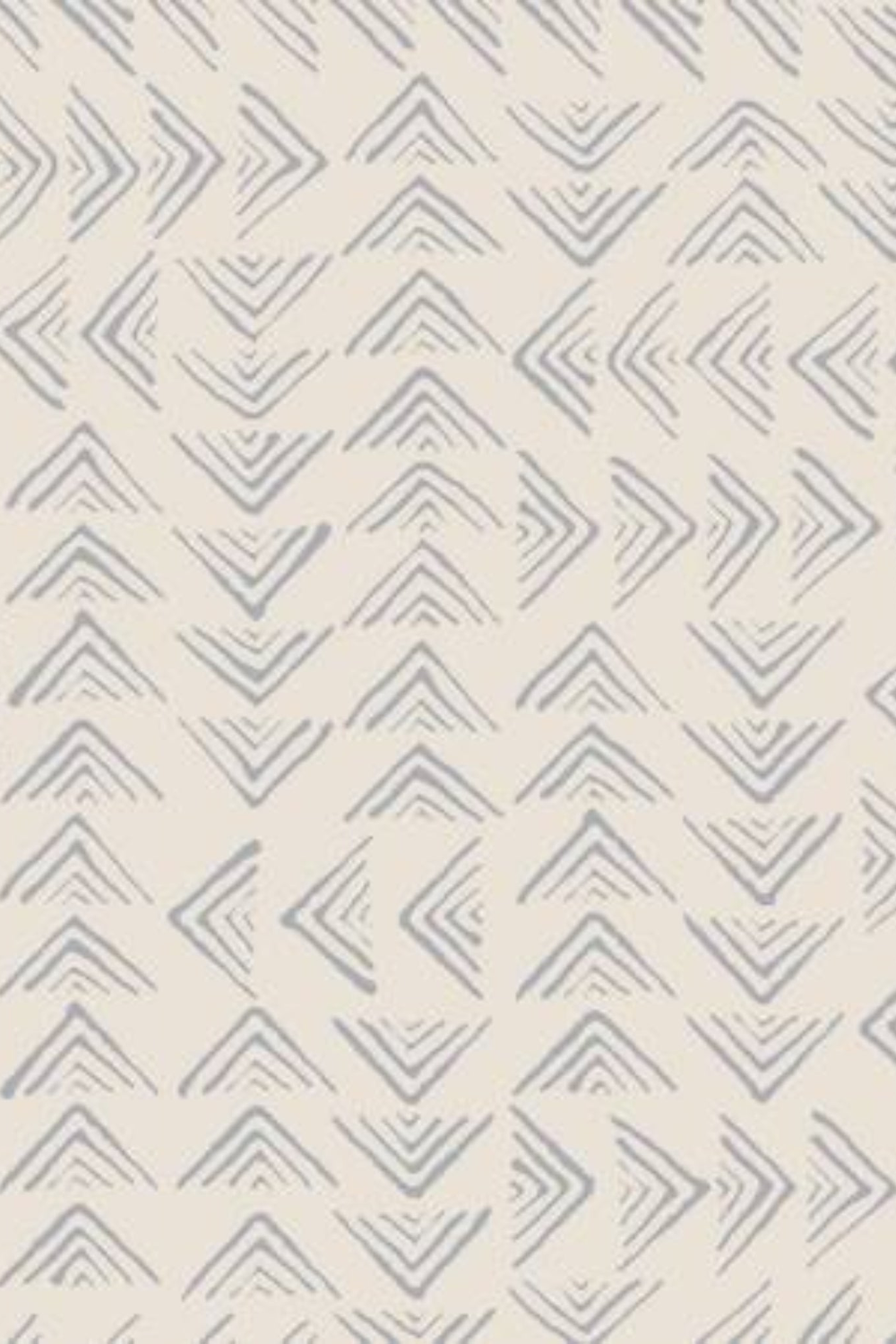 Close-up of Breezeway Cream/Light Blue Triangles fabric by Maywood Studio, showing scattered light blue triangle and chevron motifs on a soft cream background.