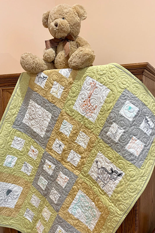 Savannah - Pastel Green, Beige and Gray Baby Quilt
