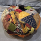 Scrappy Fabric Pumpkin 9" H x 11" W, 31" Diameter – Handmade Fall Décor